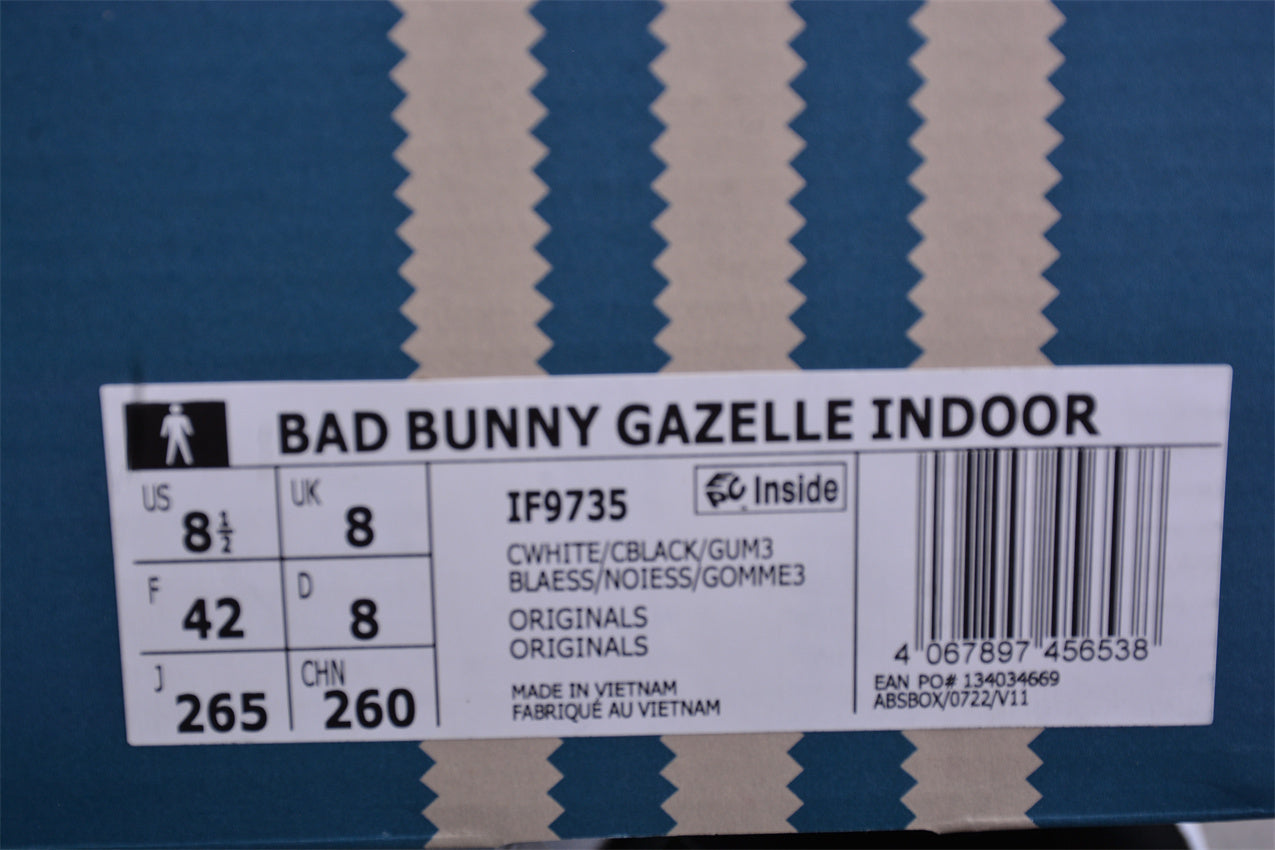 Bad Bunny x adidas Gazelle Indoor — Black and White